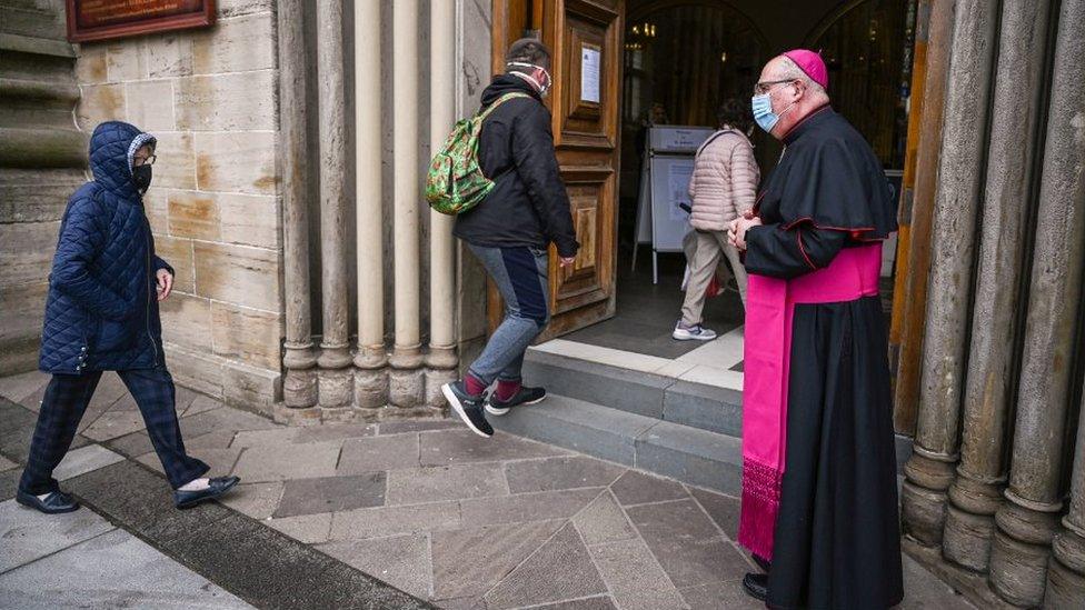 Archbishop Philip Tartaglia opens the doors of St Andrew's Cathedral in Glasgow as places of worship reopen for private prayers