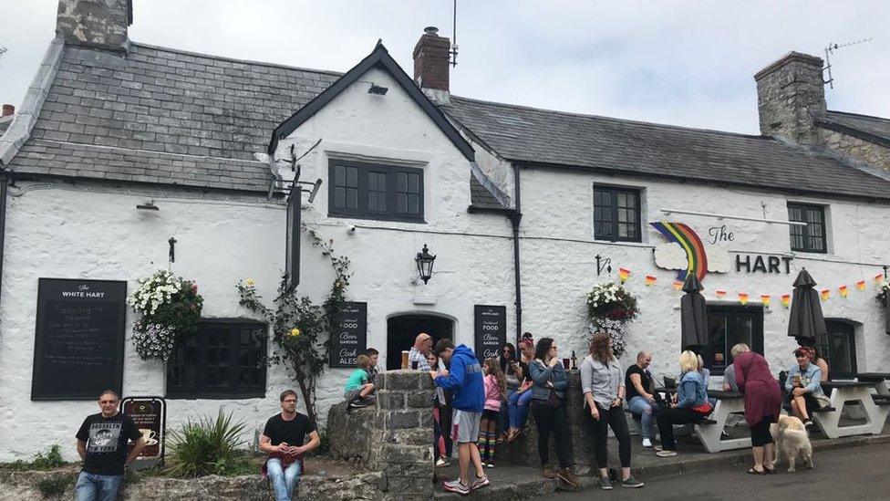 Llantwit Major street with rainbow flags up