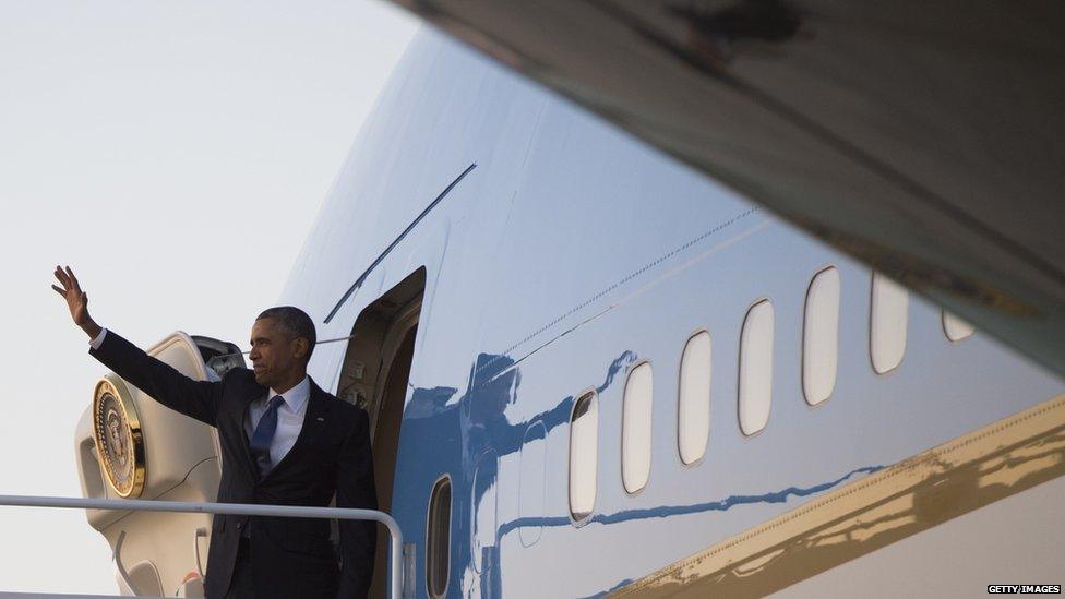 US President Barack Obama boards Air Force One prior to departing from Andrews Air Force Base in Maryland, July 23, 2015.