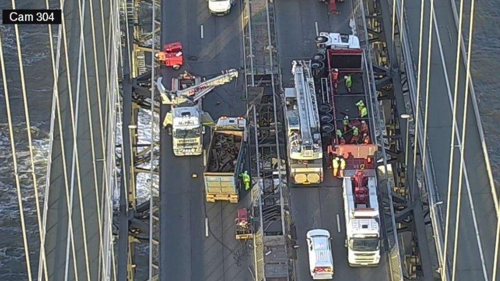 Lorry on Forth Road Bridge