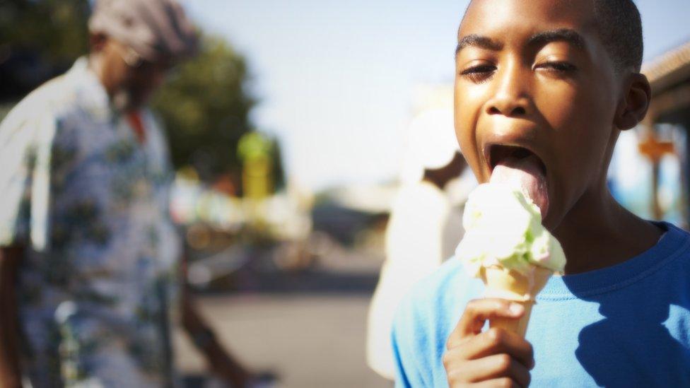 Boy eating ice cream