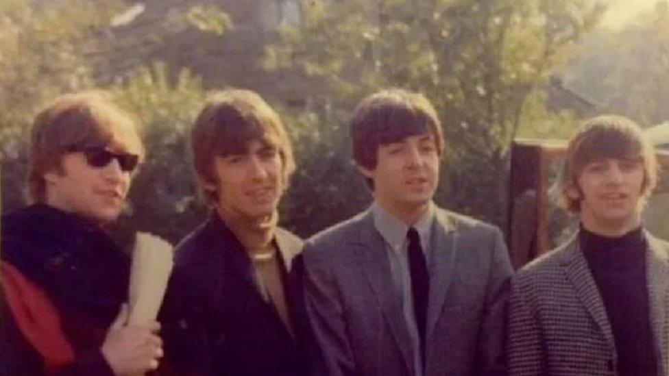 The Beatles pictured outside Holdsworth House in Halifax in 1964