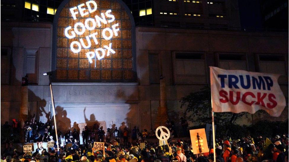 Protesters in Portland