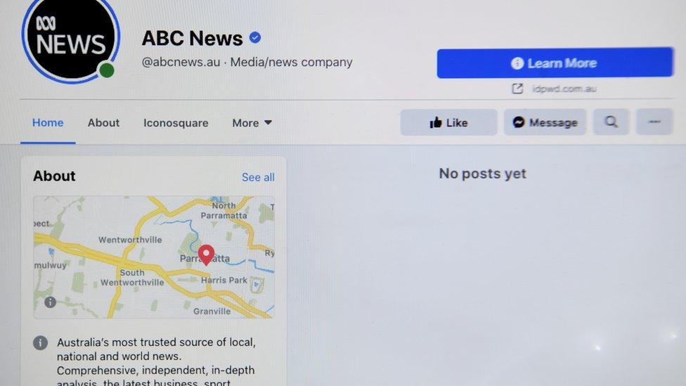 The ABC News Facebook page was affected by Facebook's action on 18 February