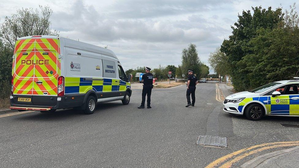 Police at the entrance to Wat Tyler Country Park