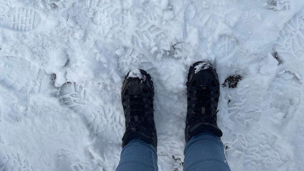 Frances Helena in the snow in Bury