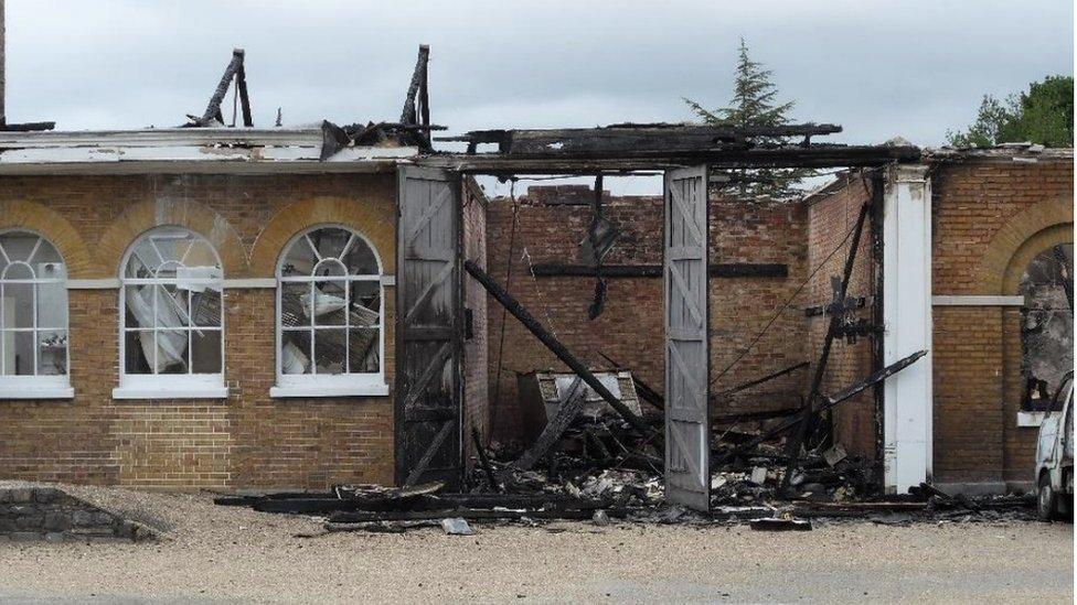 Wrotham Park's west stable block and gardener's store following the fire