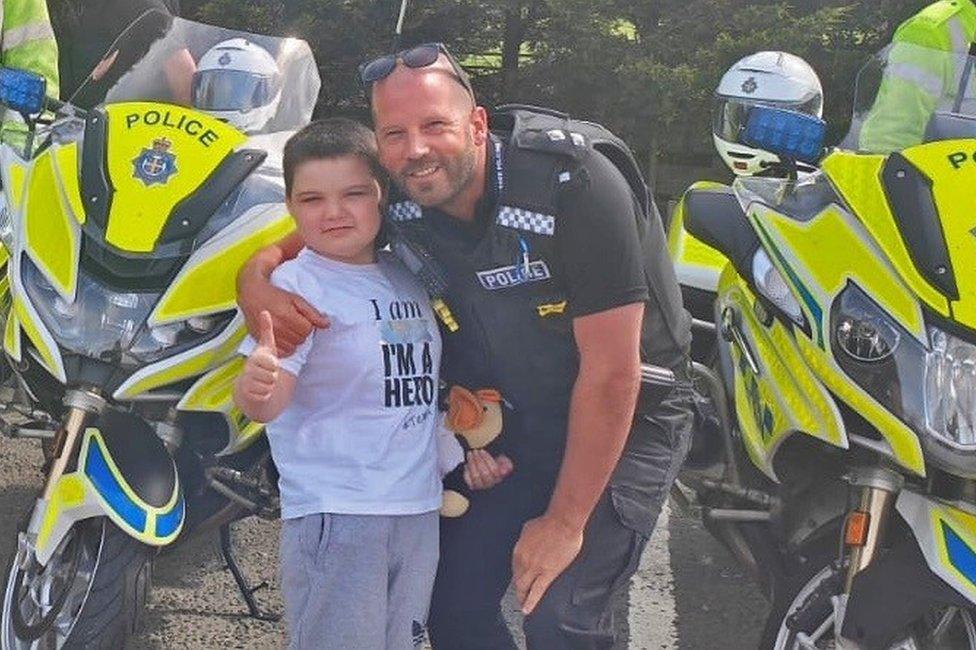 JoJo and Inspector Kevin Salter, from Durham Roads and Armed Policing Unit