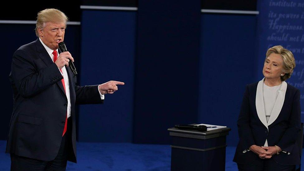 Donald Trump and Hillary Clinton debate in St Louis