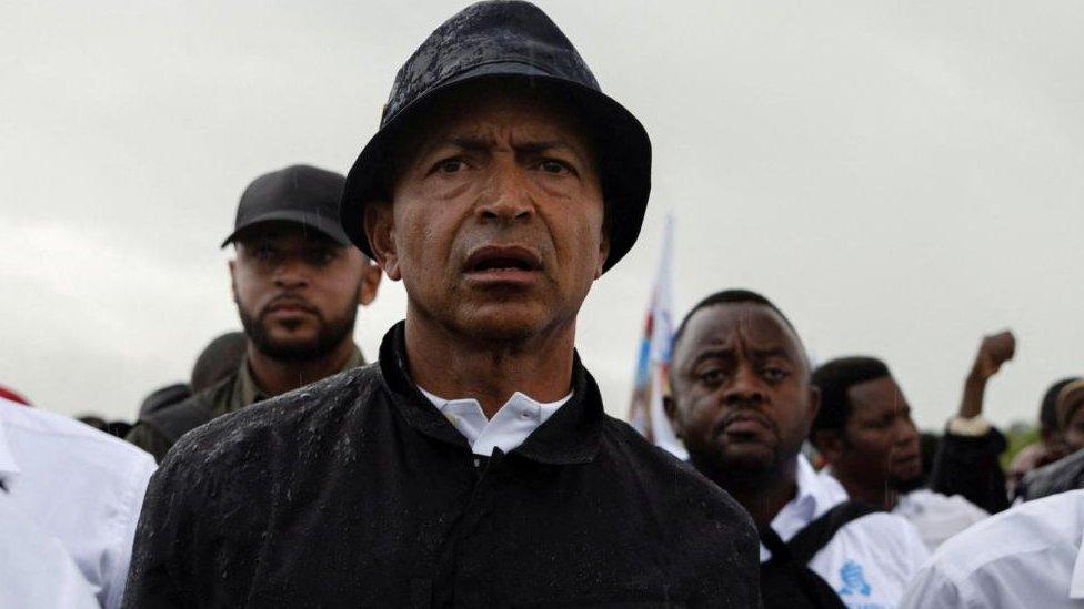 Congolese presidential candidate Moise Katumbi arrives for an election rally in Kitutu village within Mwenga territory of South Kivu province, Democratic Republic of the Congo November 24, 2023.