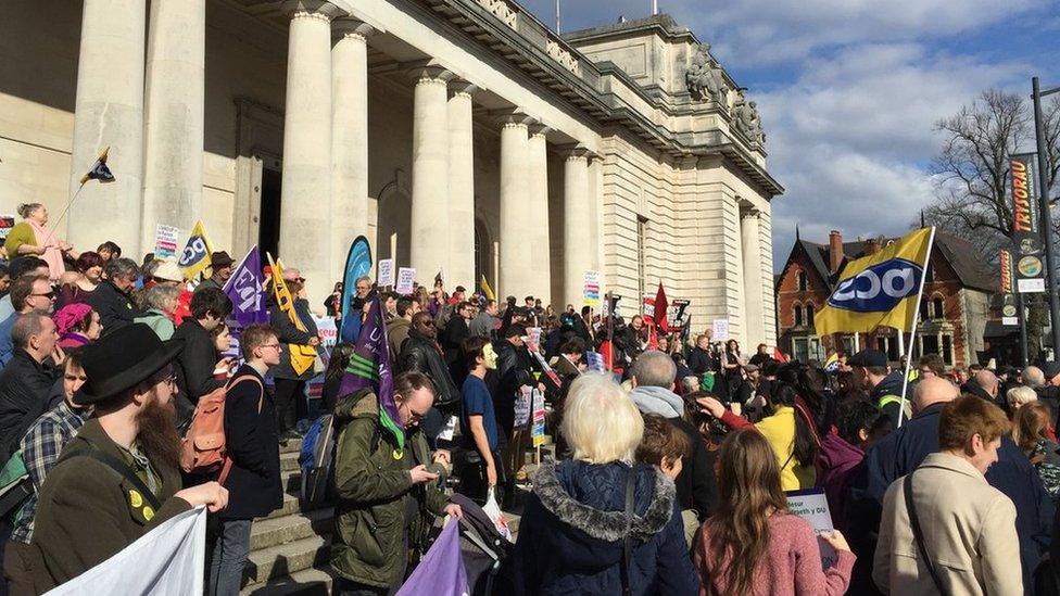 Rally in Cardiff against Trade Union Bill