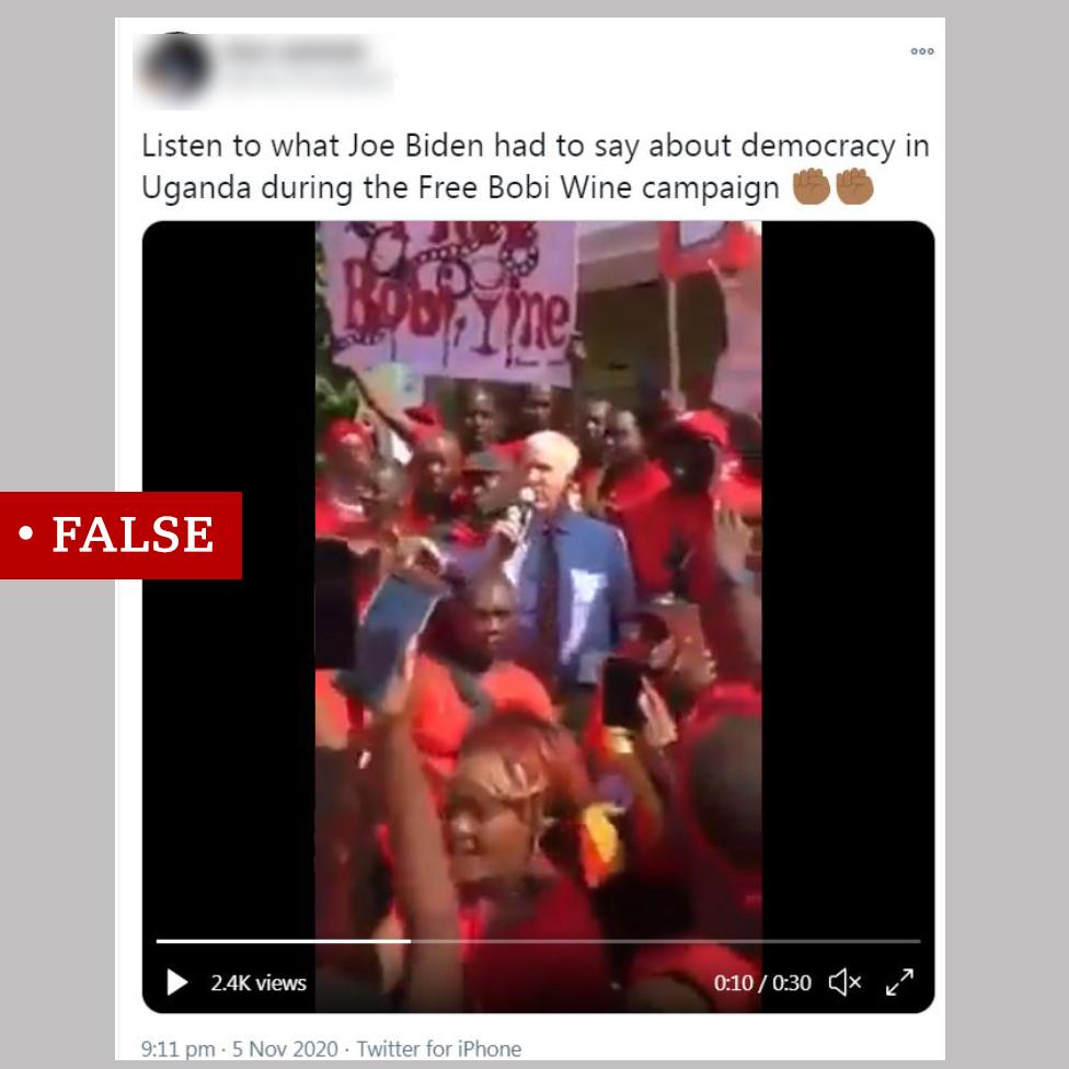 Screengrab of Twitter post labelled "false"