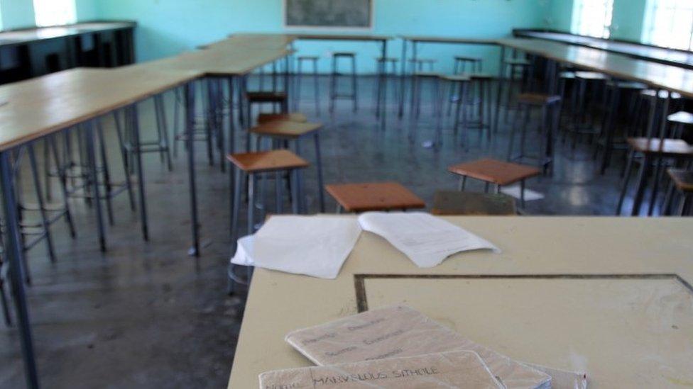 Empty classroom at Epworth secondary school near Harare