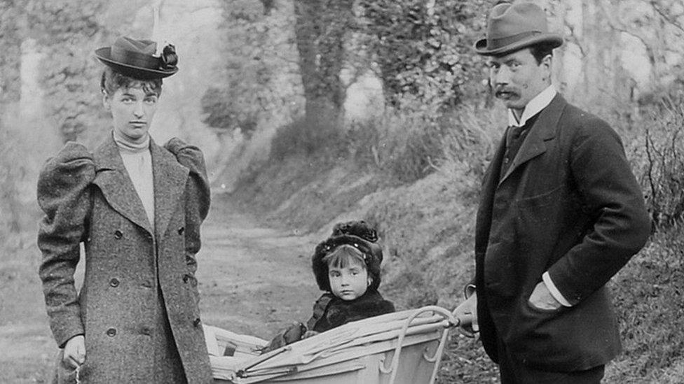 Lady Evelyn with her husband and child