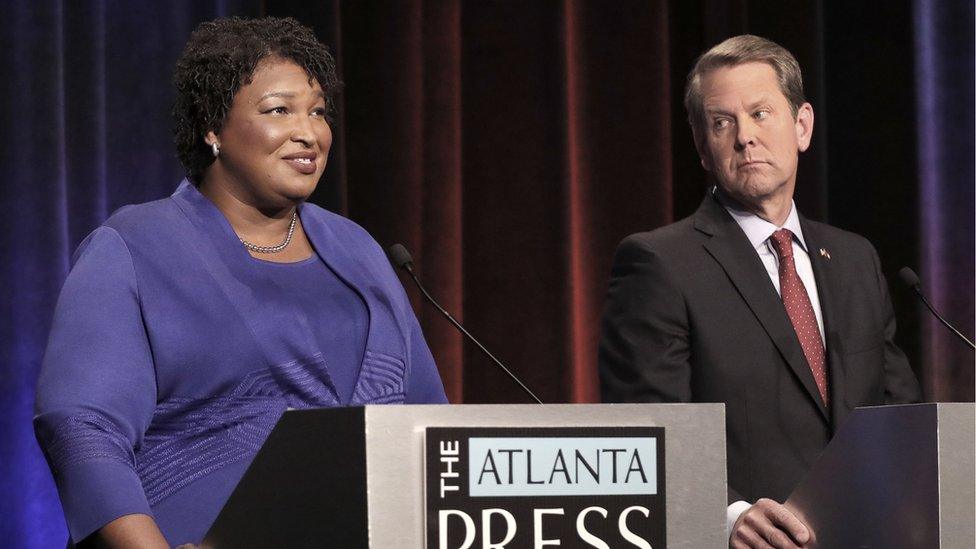 Georgia gubernatorial candidates (L-R) Democrat Stacey Abrams and Republican Brian Kemp