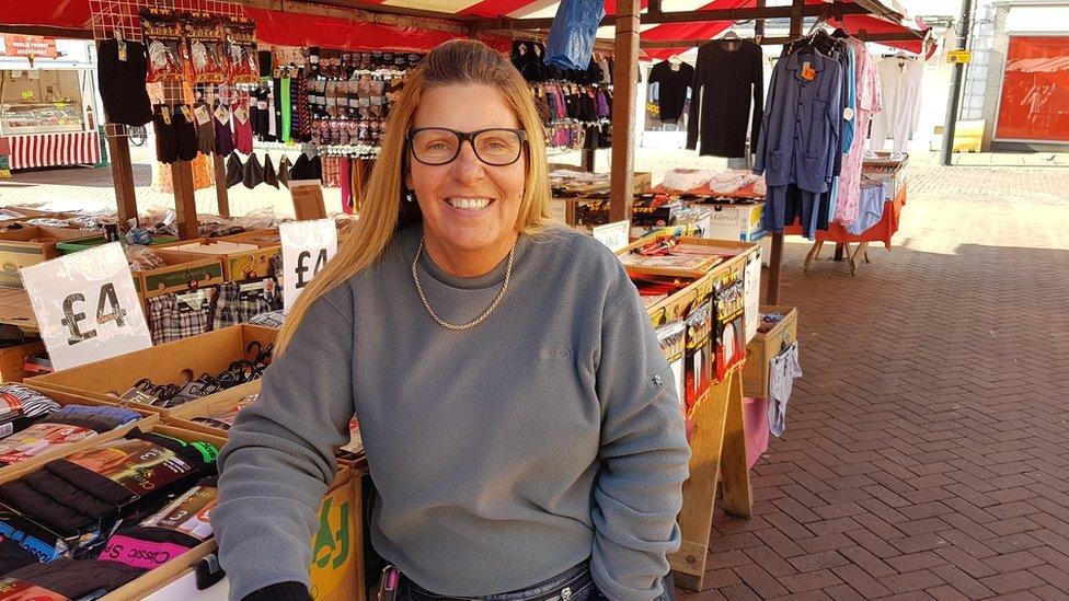 Lesley McDonald on her underwear stall at Northampton market