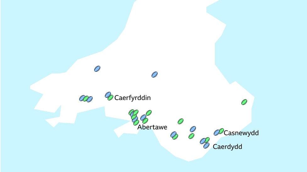 map carfan cymru