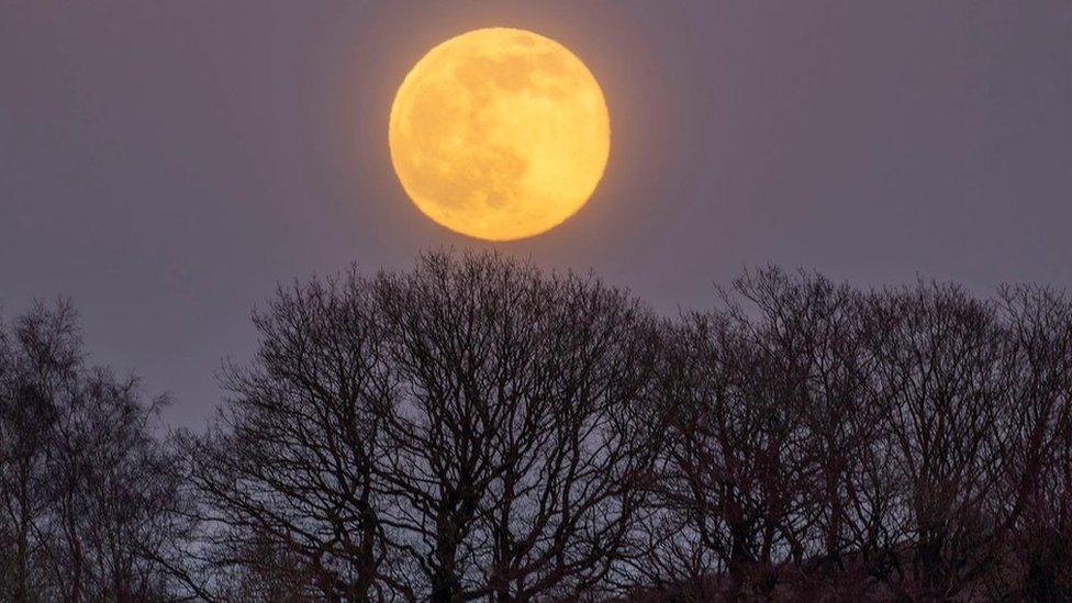 Snow Moon from Stoney Middleton