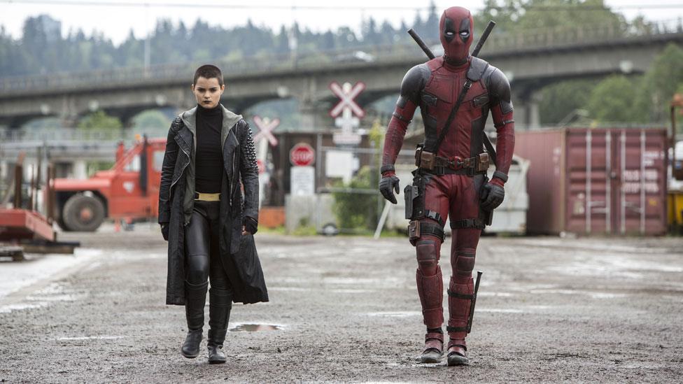 Brianna Hildebrand and Ryan Reynolds in Deadpool