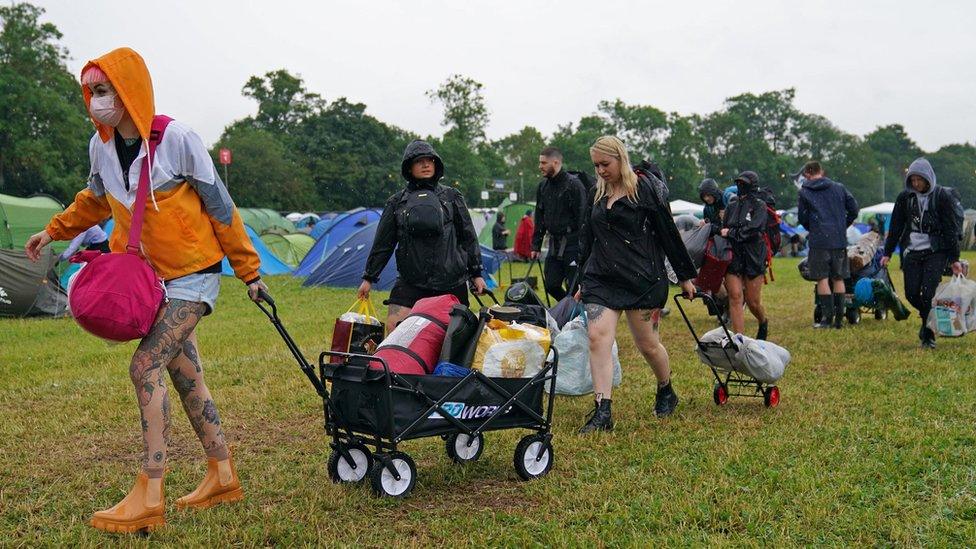 Revellers at Download Pilot festival 2021