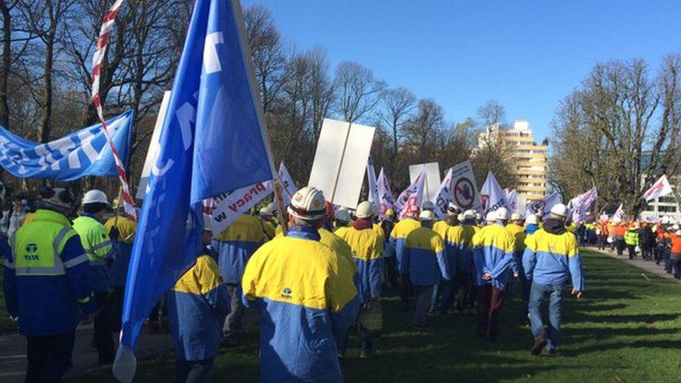 Steel march flags