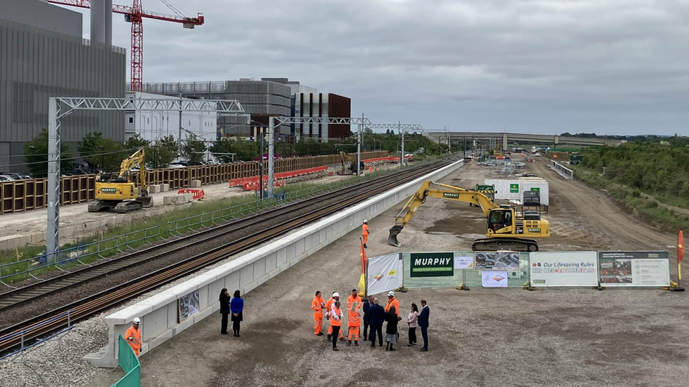 Construction work to build the Cambridge South railway station