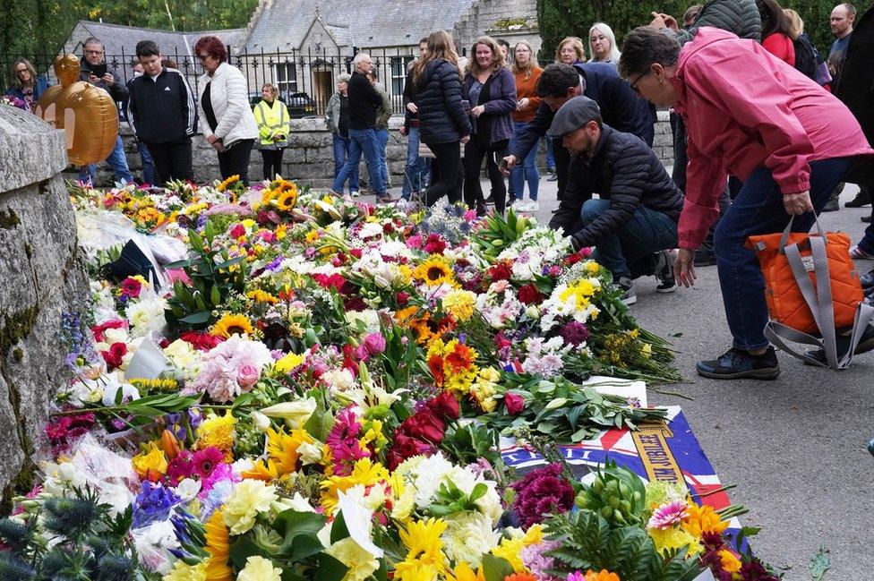 floral tributes at Balmoral