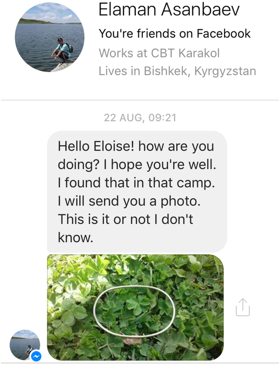 Facebook message