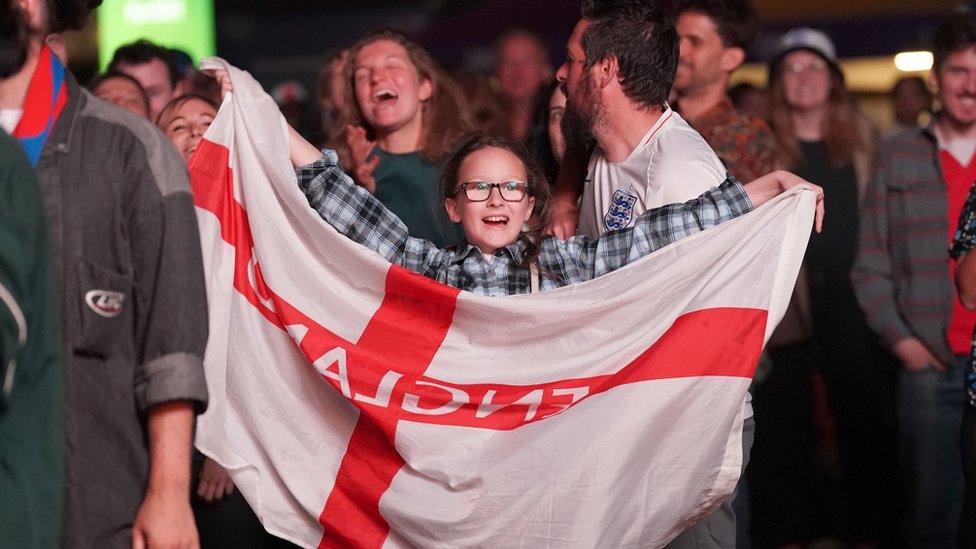 England fans in Trafalgar Square, London, watch a screening of the UEFA Women's Euro 2022 semi-final match between England and Sweden