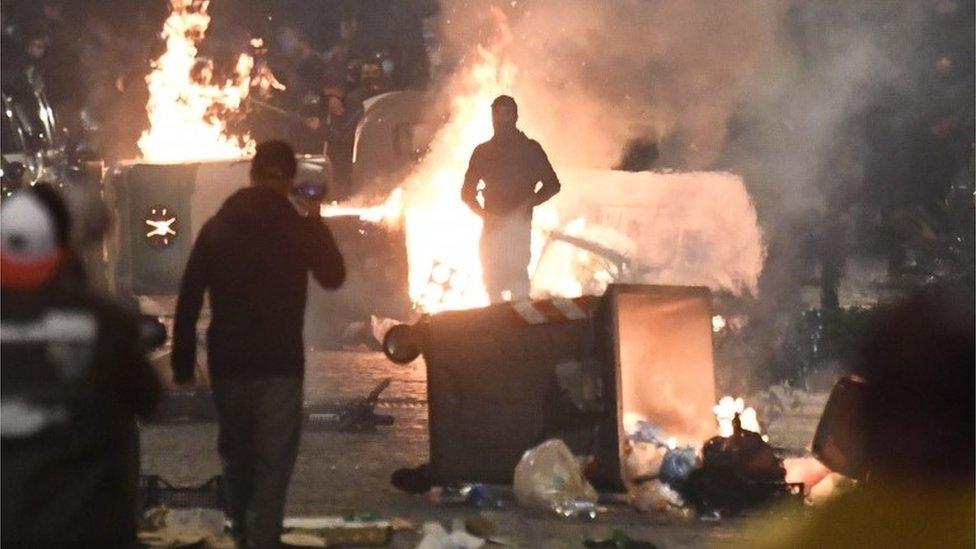 Clashes during protests in Naples against coronavirus restrictions, 23 October 2020