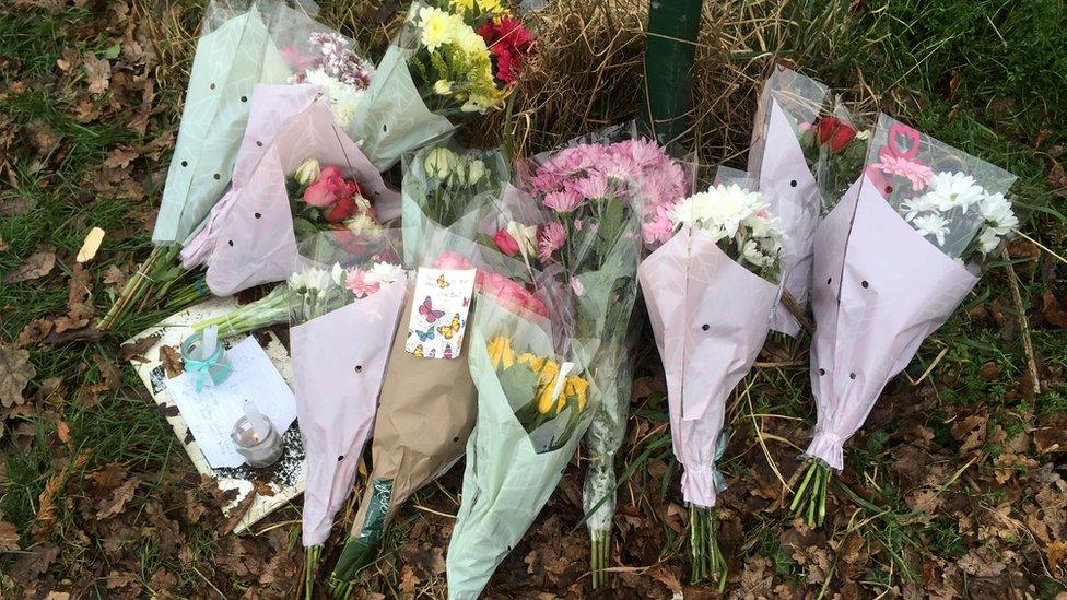 Floral tributes at scene