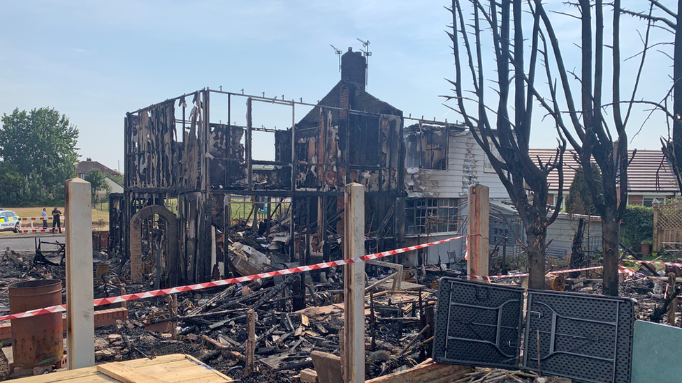 Scene after blaze in Barnsley