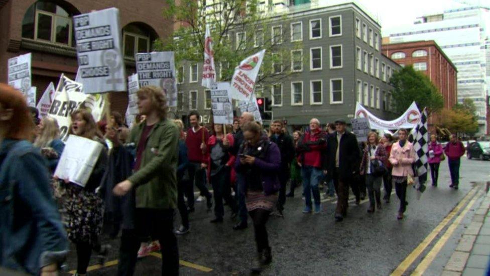 Rally for choice in Belfast city centre