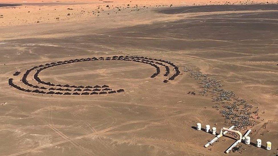 Overhead shot of the Marathon des Sables overnight camp