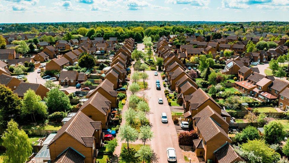 Aerial image of housing in Milton Keynes