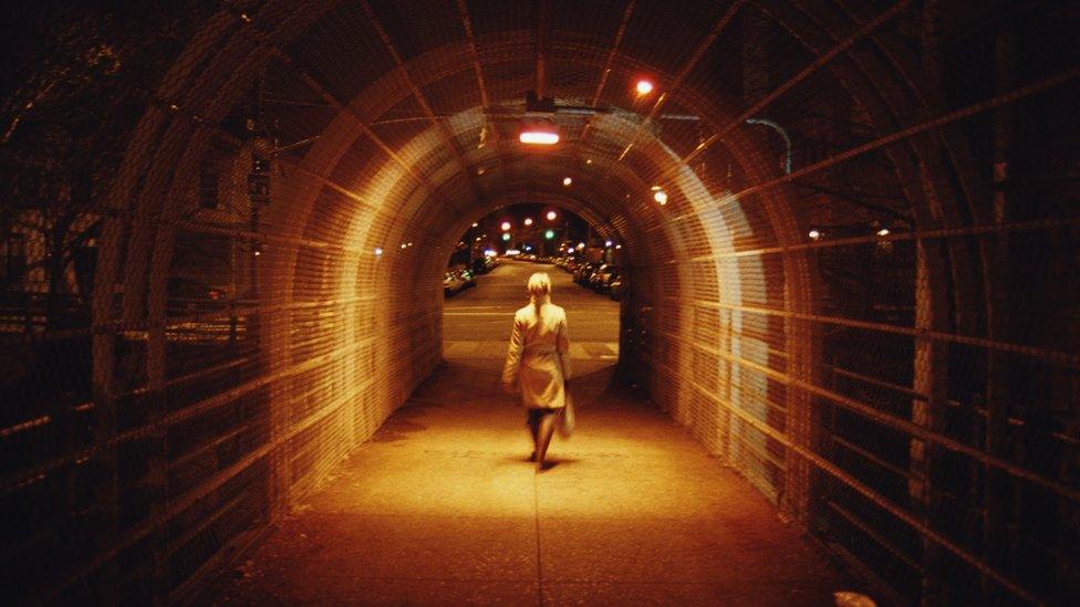 Woman walking alone