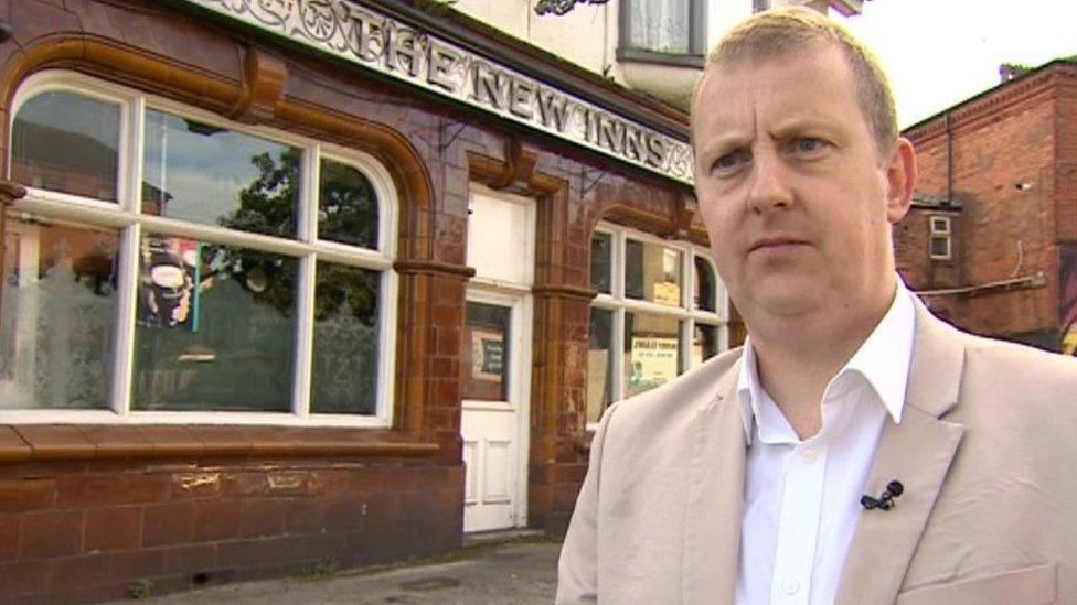 Sam Hodgins outside The New Inns, Erdington