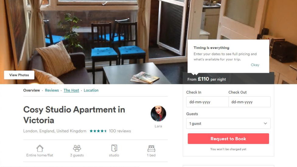 Toby Harman posed as "Lara" to sub-let his studio apartment on Airbnb