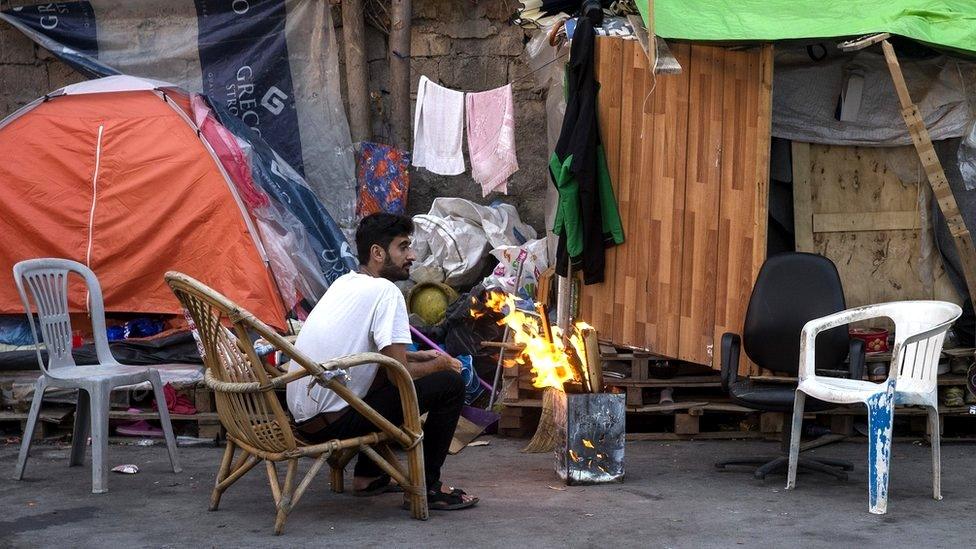 An asylum seeker at Eleonas refugee camp in Athens, Greece, 18 November 2019