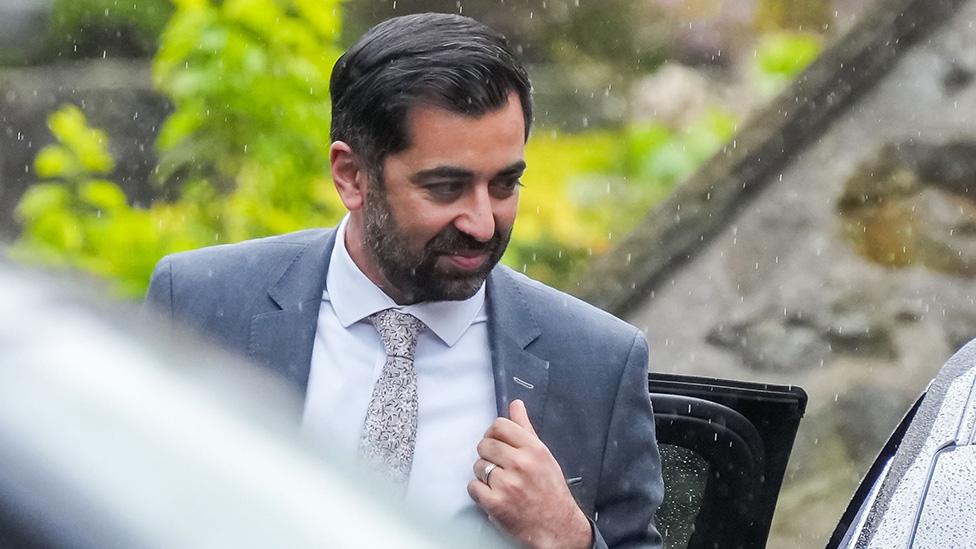 Scottish First Minister Humza Yousaf arrives at Bute House, Edinburgh on 29 April