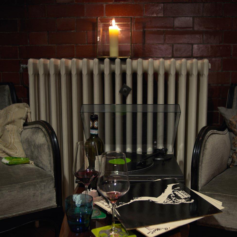 David Bowie and record player