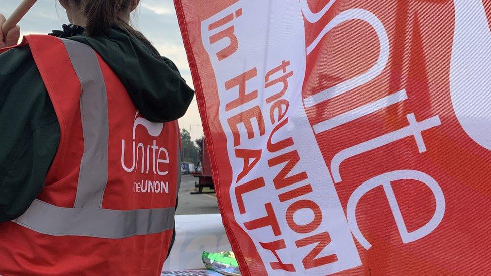 Unite members at a strike