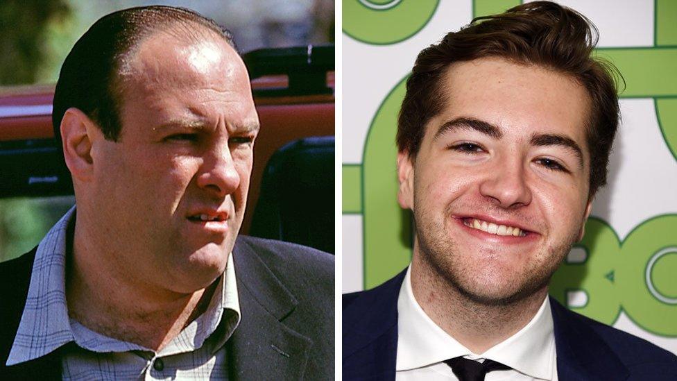 James Gandolfini as Tony Soprano and his son Michael