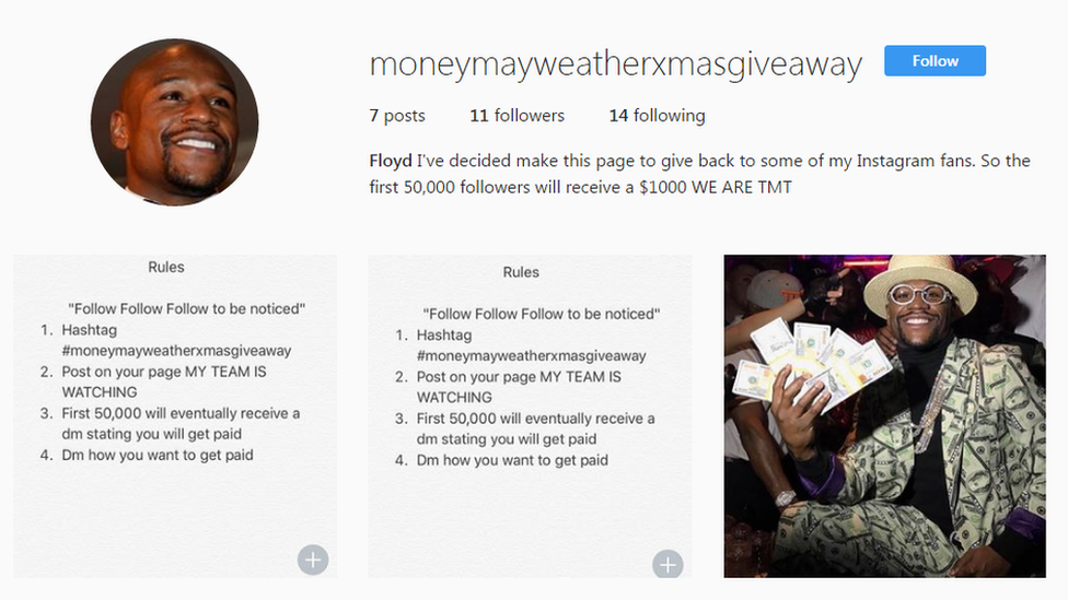 A fake Floyd Mayweather account