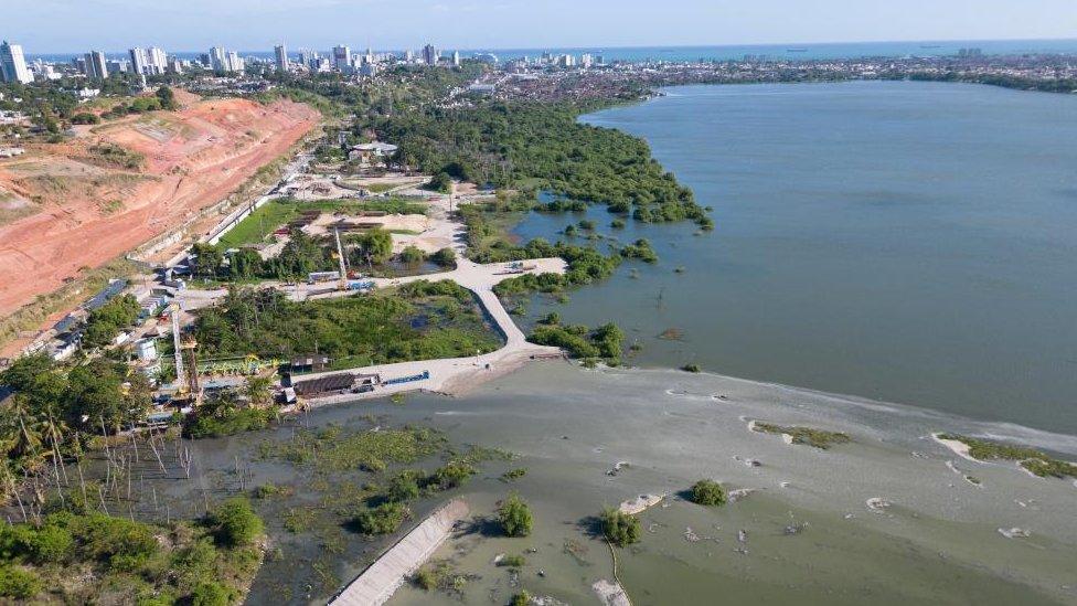 A view of the sunken ground after the collapse of the Braskem salt mine at the Mutange neighborhood in Maceio, Alagoas state, Brazil December 10, 2023.