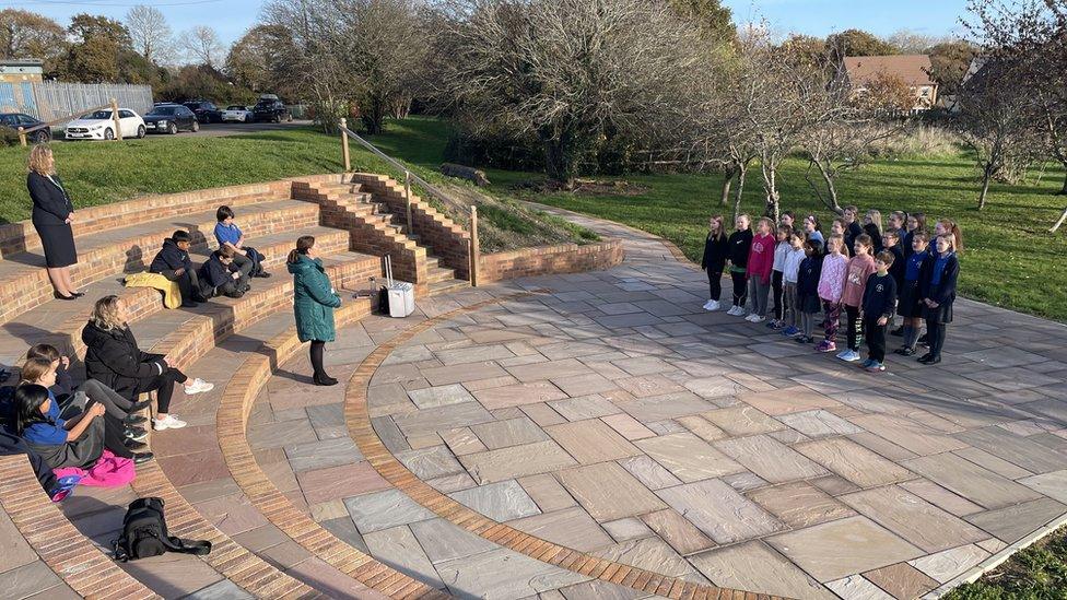 St Joseph's amphitheatre where they will film some of the advent service and nativity