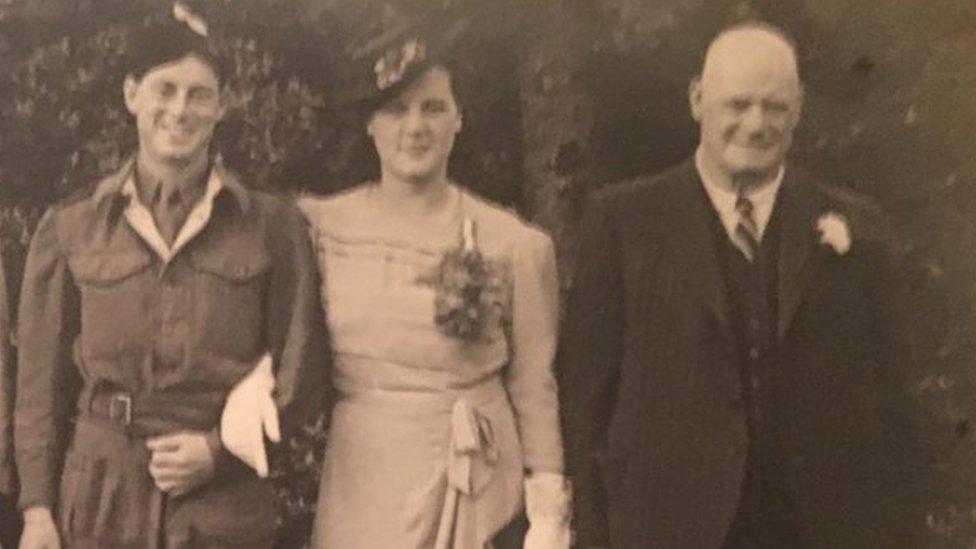 Frederick Everton (right) at the wedding of his daughter Joan to Arthur