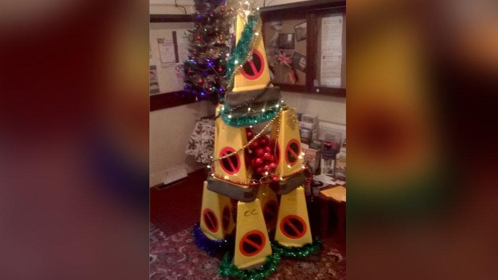 The Christmas tree made of cones