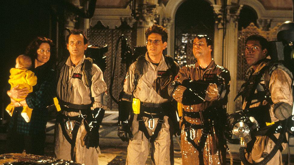 Sigourney Weaver, Bill Murray, Harold Ramis, Dan Aykroyd and Ernie Hudson in Ghostbusters