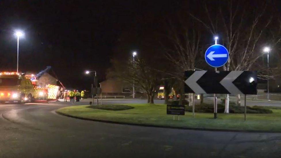 Emergency services at Royston roundabout